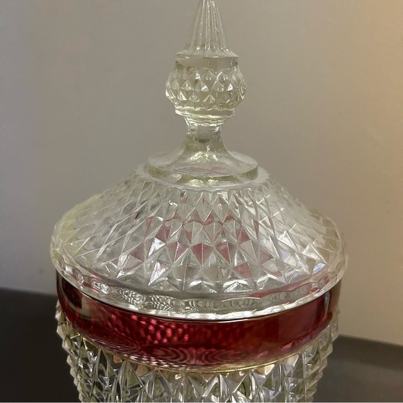 Indiana Glass Diamond Point Ruby Flash Ice Bucket - Simply Stunning - Picture 4 of 13